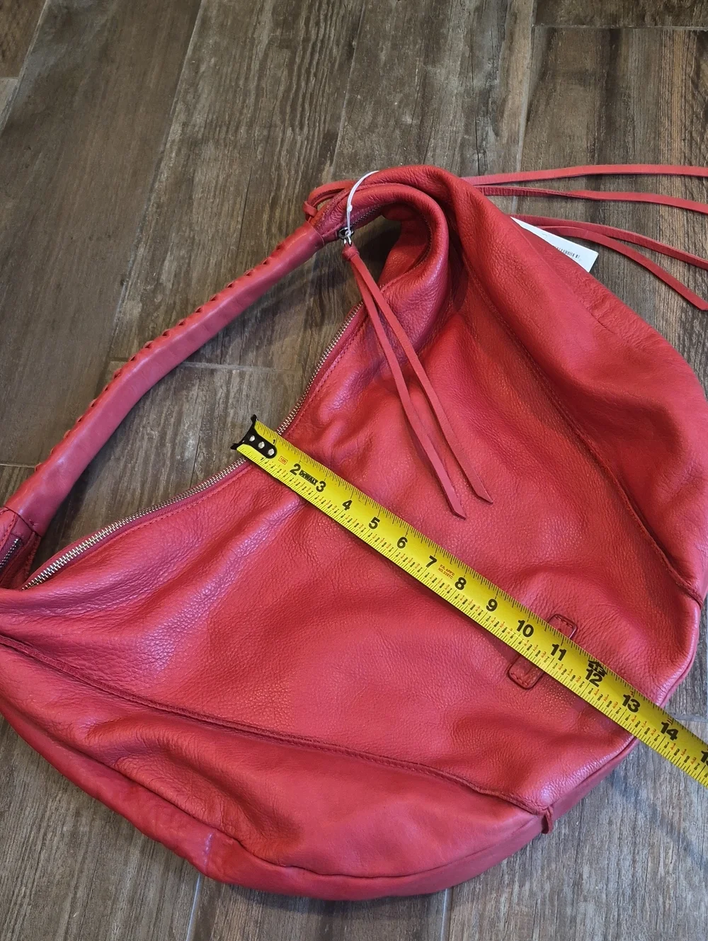 Christopher Kon Coral Red Genuine Leather Braided Handle Hobo Shoulder Bag